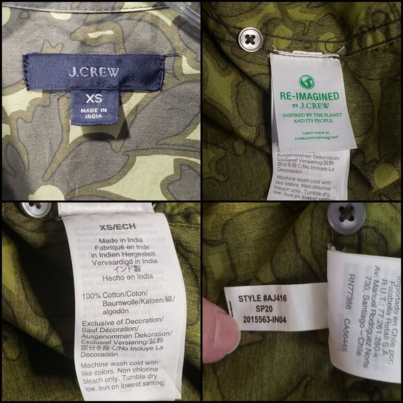 J.Crew Button Up Shirt Floral Camo Retro Country Western Cowgirl Green Womens XS - Picture 8 of 11